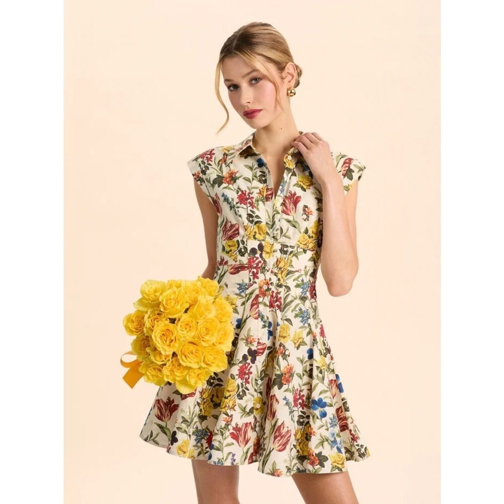 NEW Alice+Olivia KIM PANELED CORSET FLARED MINI SHIRT DRESS, US2